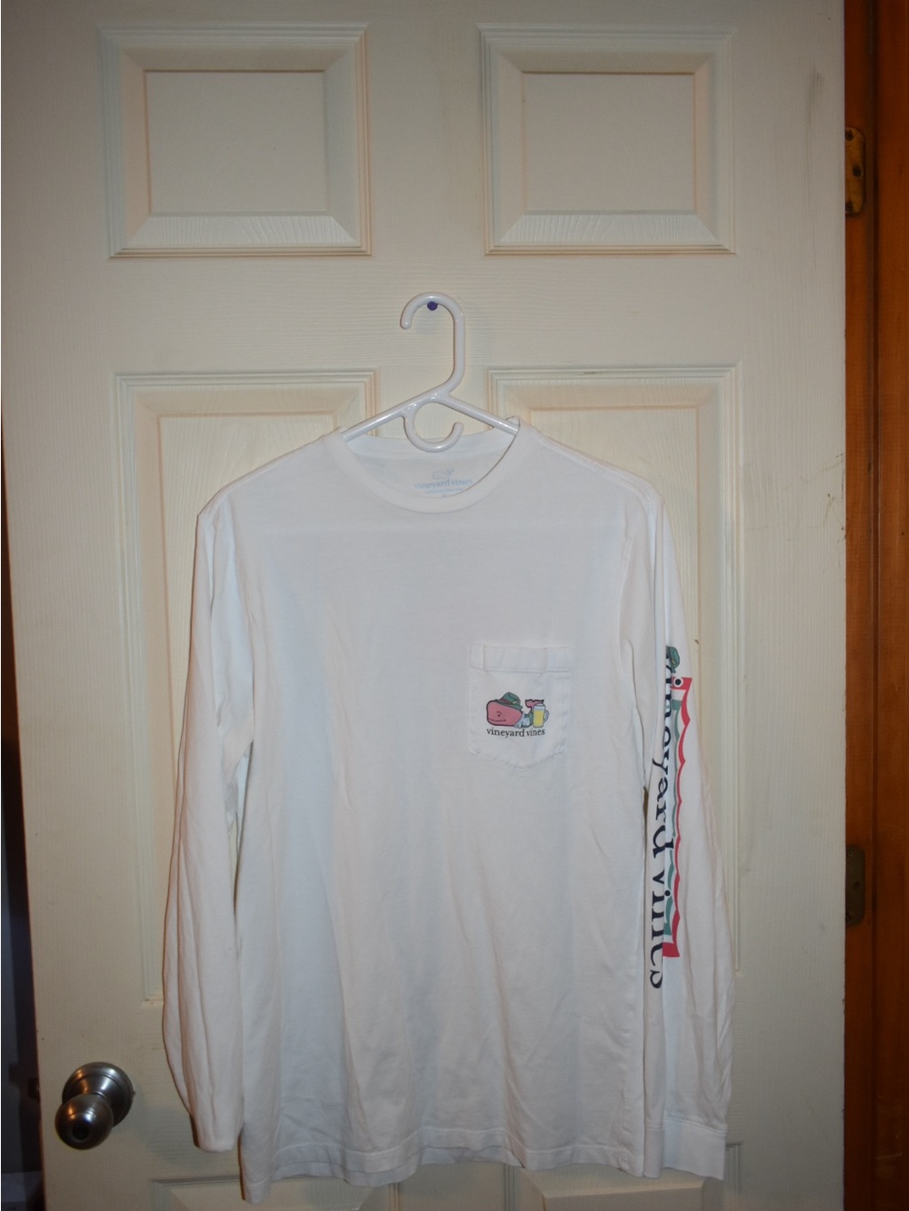 Vineyard Vines White Tee with Light Blue Logo